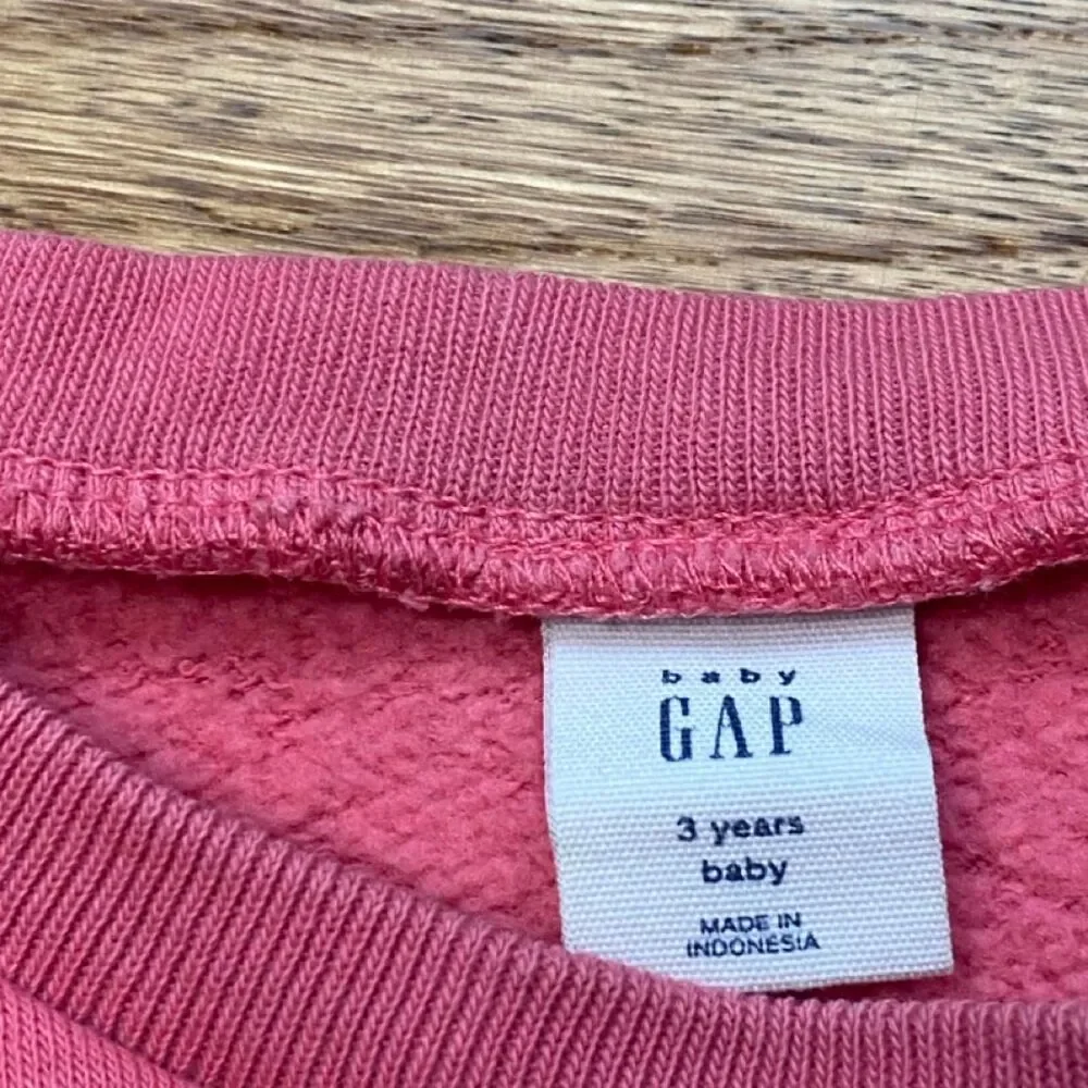 Baby Gap Girls Pink Logo Sweatshirt 3T Original Crewneck Long Sleeve